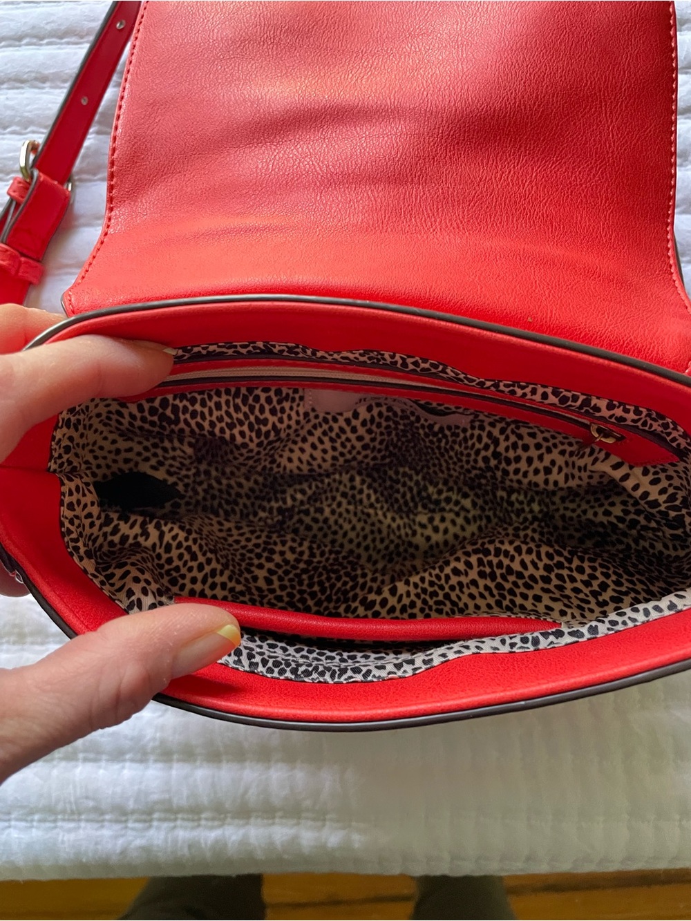 JustFab Orange Studded Saddle Crossbody Purse - Picture 5 of 11